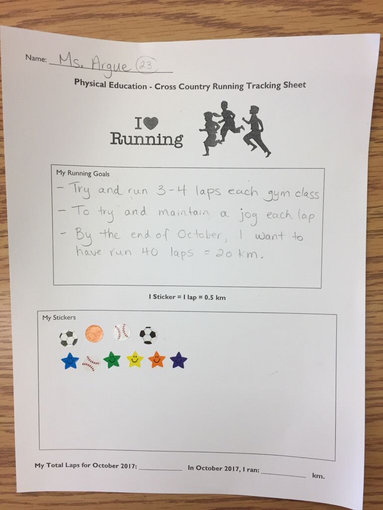 Cross Country Running in P.E. class! Ms. Argue's Class